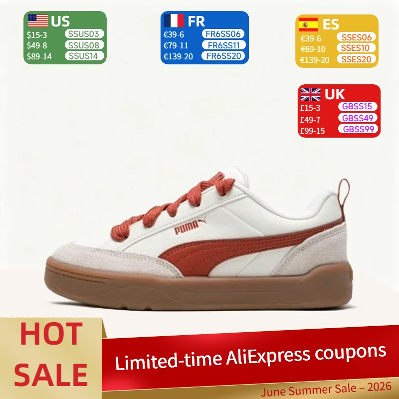 

PUMA Park Lifestyle OG Retro, Versatile, Lightweight, Durable Low-Top Outdoor Casual Sneakers (Unisex) White/Red 397262-05
