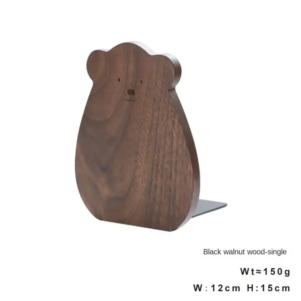 

Book Holder Bear Wood Bookend Animal Shape Reusable Walnut L-shaped Desk Organizer Book Organizer Stationery