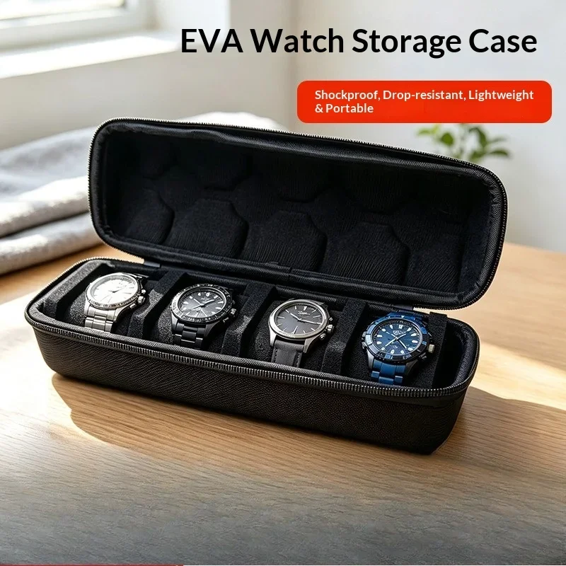 1PC 10-Slot Watch Case | Hard Shell Travel Organizer With Pillow Insert - Gift Ready (Black),Suitable For Smart Watch Storage