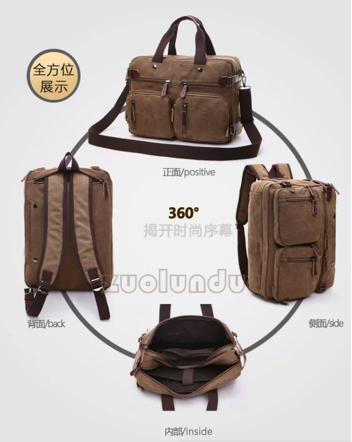 

Men Canvas Briefcase Travel Bags Suitcase Classic Messenger Shoulder Bag for men Tote Handbags Big Casual Business Laptop Pocket