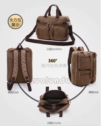 Men Canvas Briefcase Travel Bags Suitcase Classic Messenger Shoulder Bag for men Tote Handbags Big Casual Business Laptop Pocket