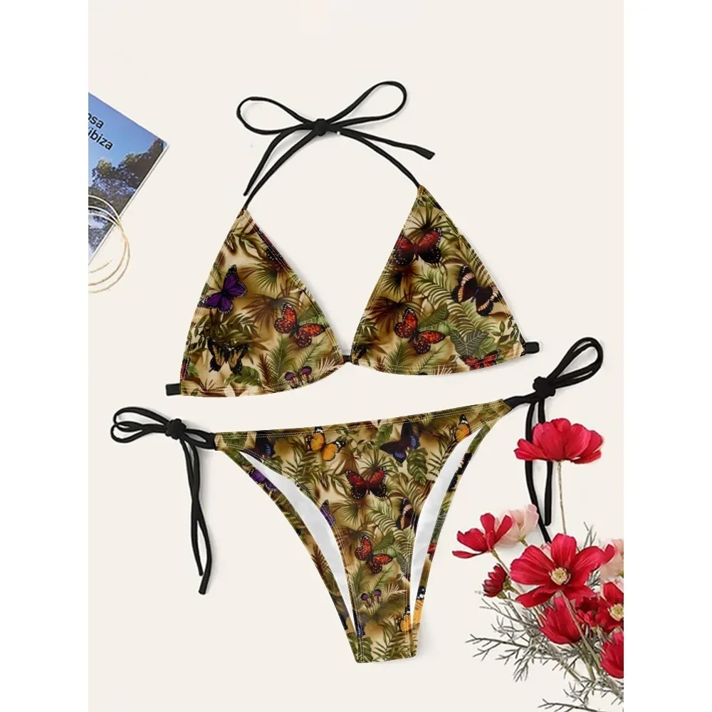 Women's Sexy Butterfly Bikini Sets Cupshe Adjustable Straps High Waist Quick Dry Beachwear Pool Essential Micro Bikini Swimsuits