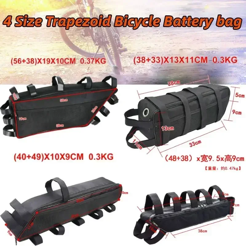 4 Size Trapezoid Bicycle Battery Pack, Mountain Bike Large-capacity Utility Bag, Frame Bag, Battery Hanging Bag-831