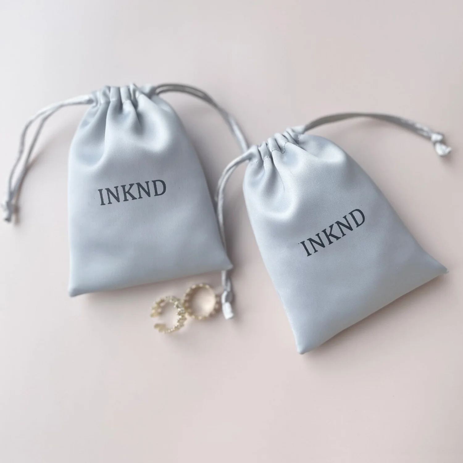 

100pcs personalized Grey satin drawstring bags custom dust bag for you bulk More colors Jewelry package pouch wholesale product