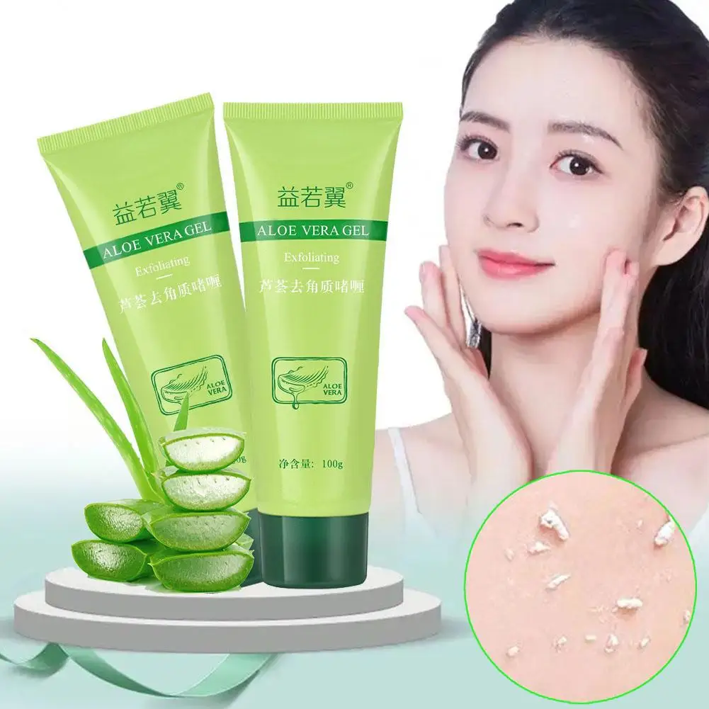 Aloe vera gel esfoliante, 2pcs, creme esfoliante, esfoliante facial, limpeza profunda, cravos, rosto, corpo