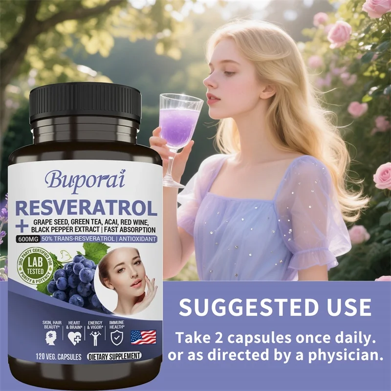 Resveratrol Capsules - Antioxidant Supplement To Support Circulatory Health and Overall Wellness - Non-GMO - Image 6