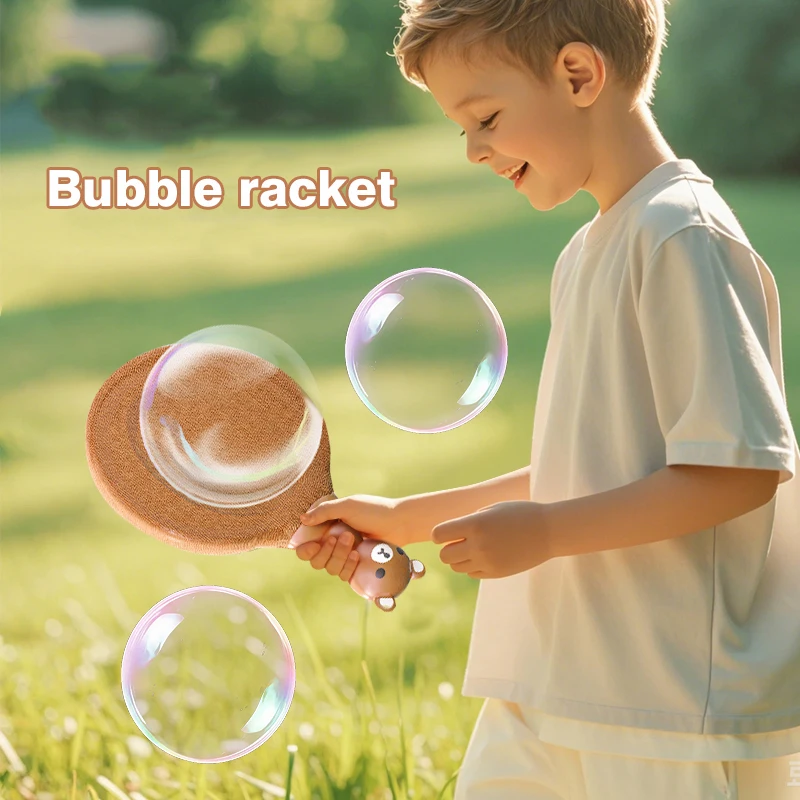Bubble Racket Bubble Table Tennis Racket Fun bubbles Knitted Racquet Two person interactive battle games outdoor toys for kids