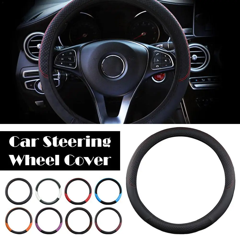 

Кожаный чехол на руль, противоскользящий чехол на колесо автомобиля, матовая отделка, универсальная защита рулевого управления 45 см/17,7 дюймов