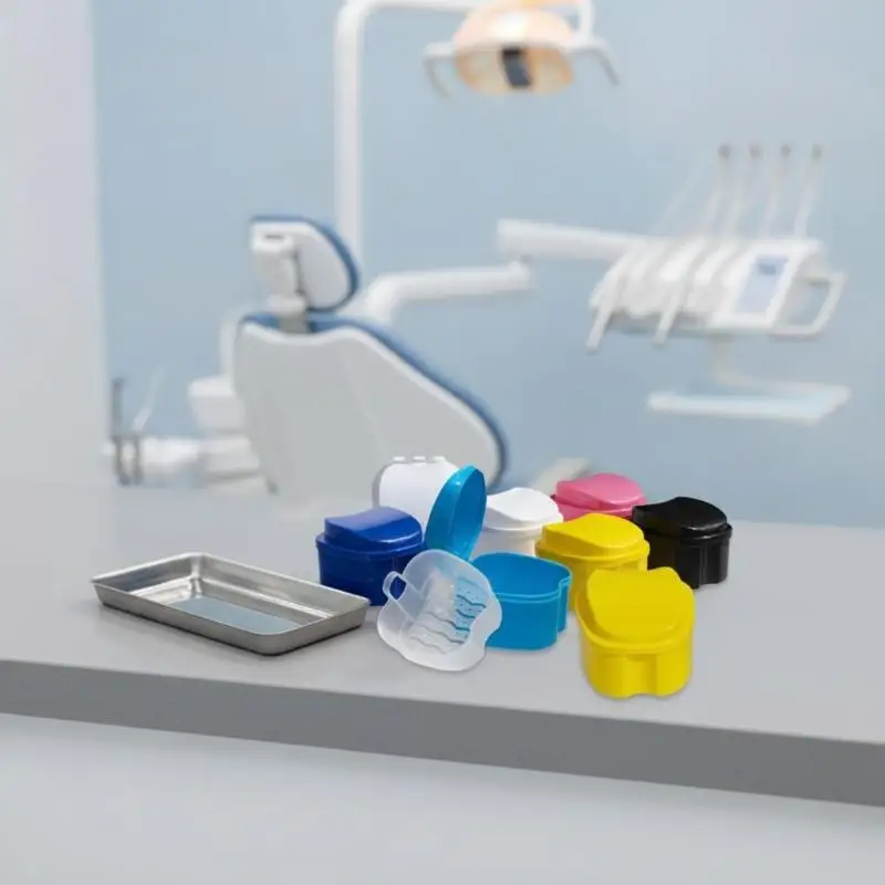 Multi-Colored Denture Storage Box Lightweight Portable Denture Holder for Business Trip Oral Care