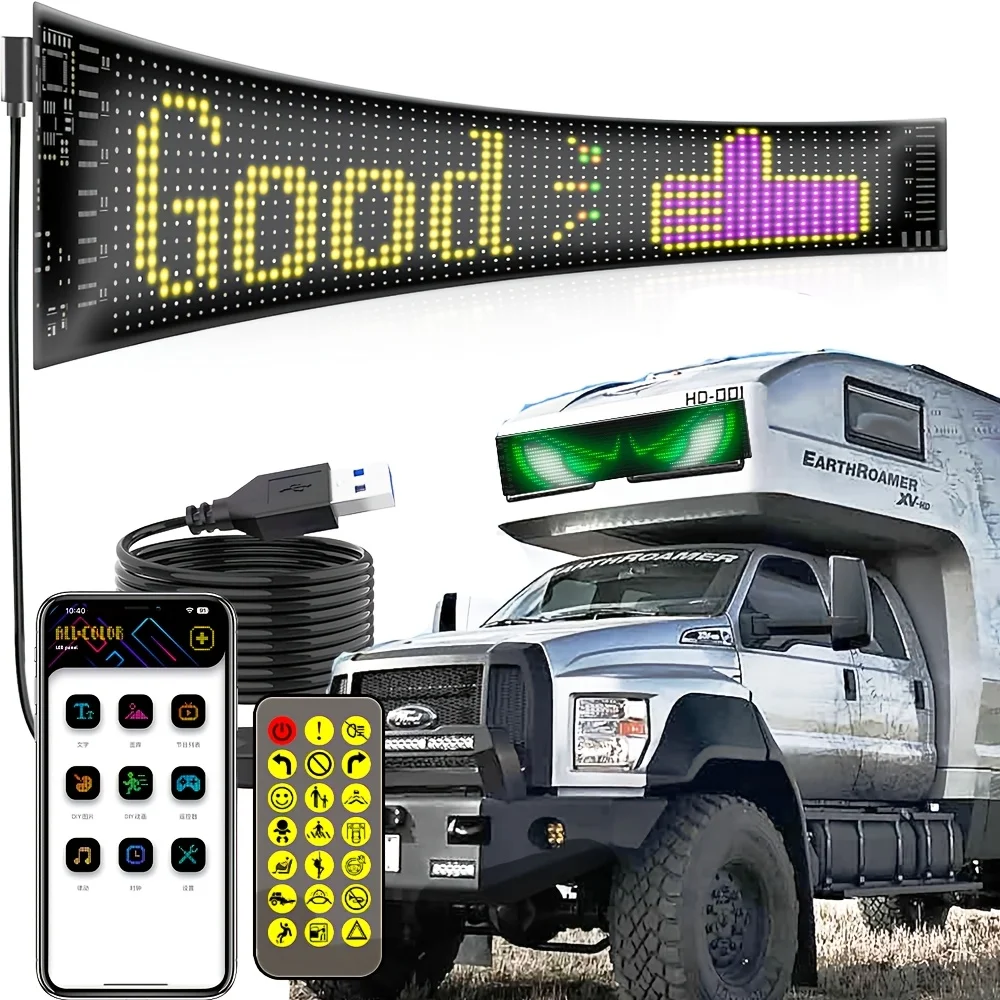 

USB Programmable LED Matrix Sign Panel 5V Flexible Scrolling Display APP Remote Text Animation Screen for Car Window Store Bar