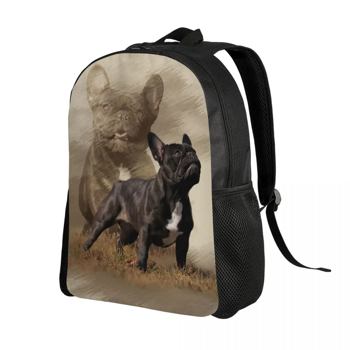 Custom Cool French Bulldog Backpack Women Men Casual Bookbag for College School Pet Dog Bags