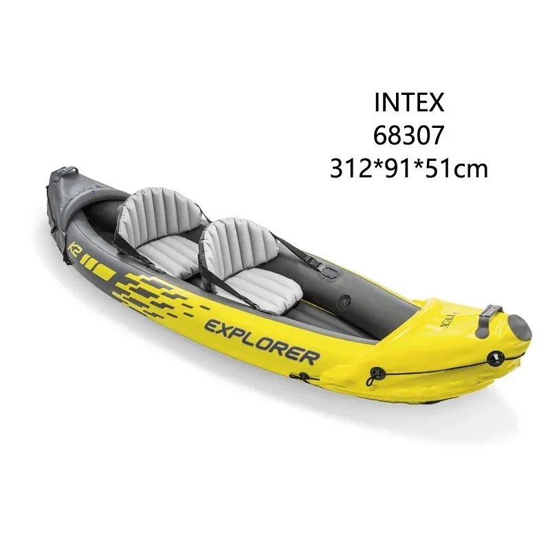 312*91*51 Cm 0.75mm PVC 2 Person Kayak Inflatable 2 Seats Strong Pvc Boat Raft Canoe 3 Air Chamber Paddle Water Sport