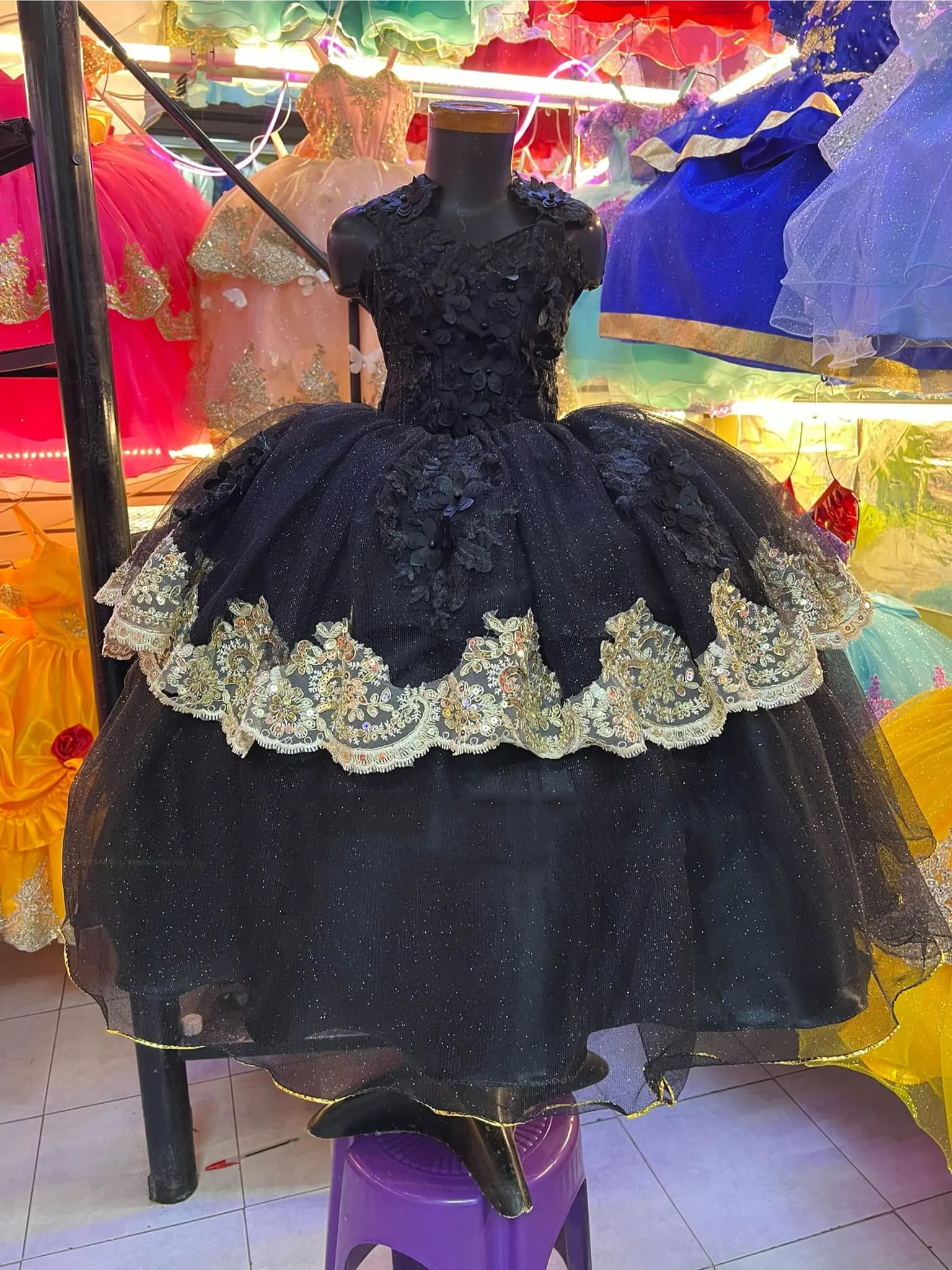 Personalizado 3d flores vestido da menina de flor para o casamento applique tule inchado arco criança primeiro eucarístico vestidos festa aniversário