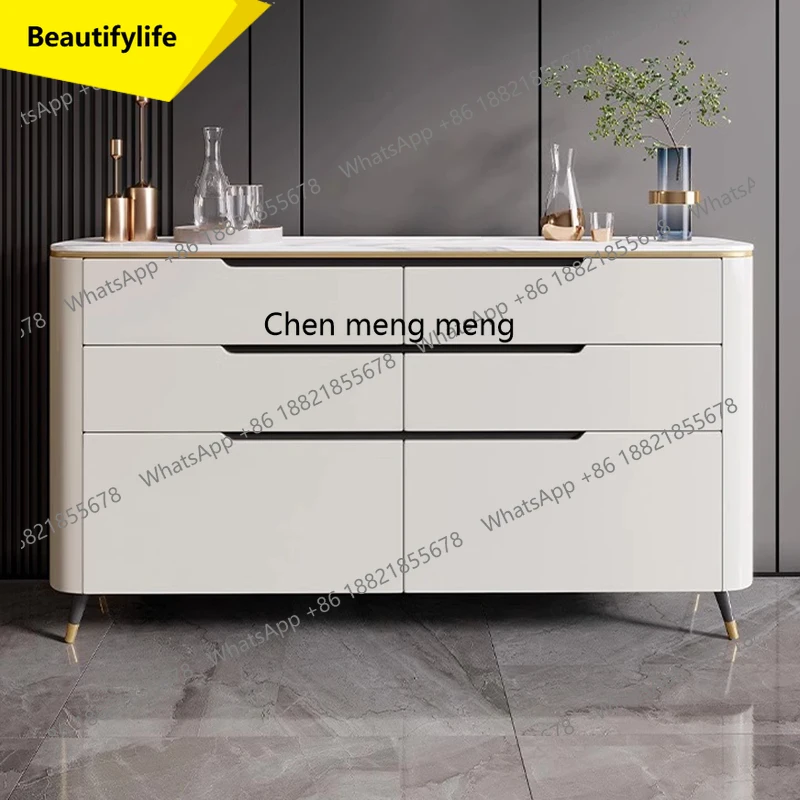 

M07 Italian light luxury dining side cabinet, living room against the wall, high-gloss paint storage cabinet, rock slab locker