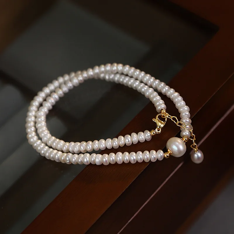 High Quality Bright Flat Freshwater Pearl 14K Gold Filled Female Chains Necklace Jewelry For Women Mother's Day Gifts