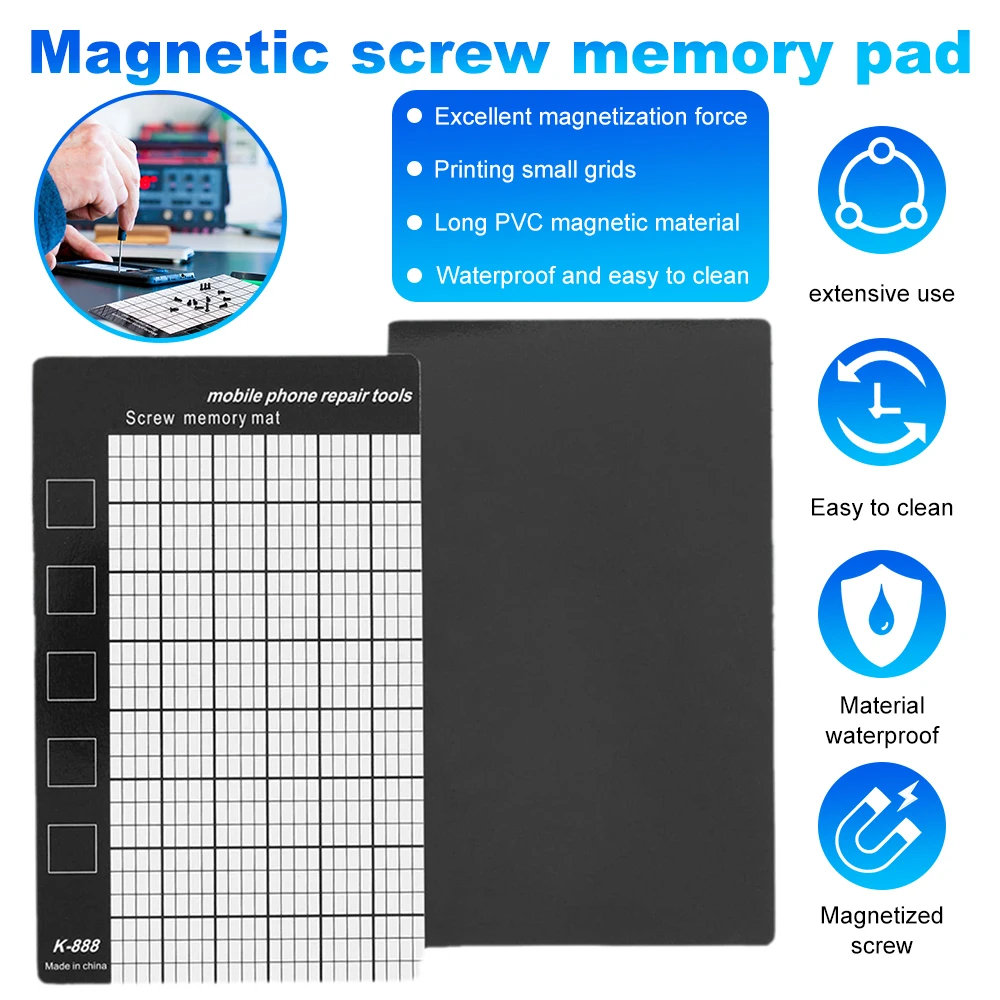 Magnetic Screwpad Kit Memory Plate Mat with Magnetic Sticker Double-sided Adsorption Plate Storage Pad Remove Machine Repair Mat