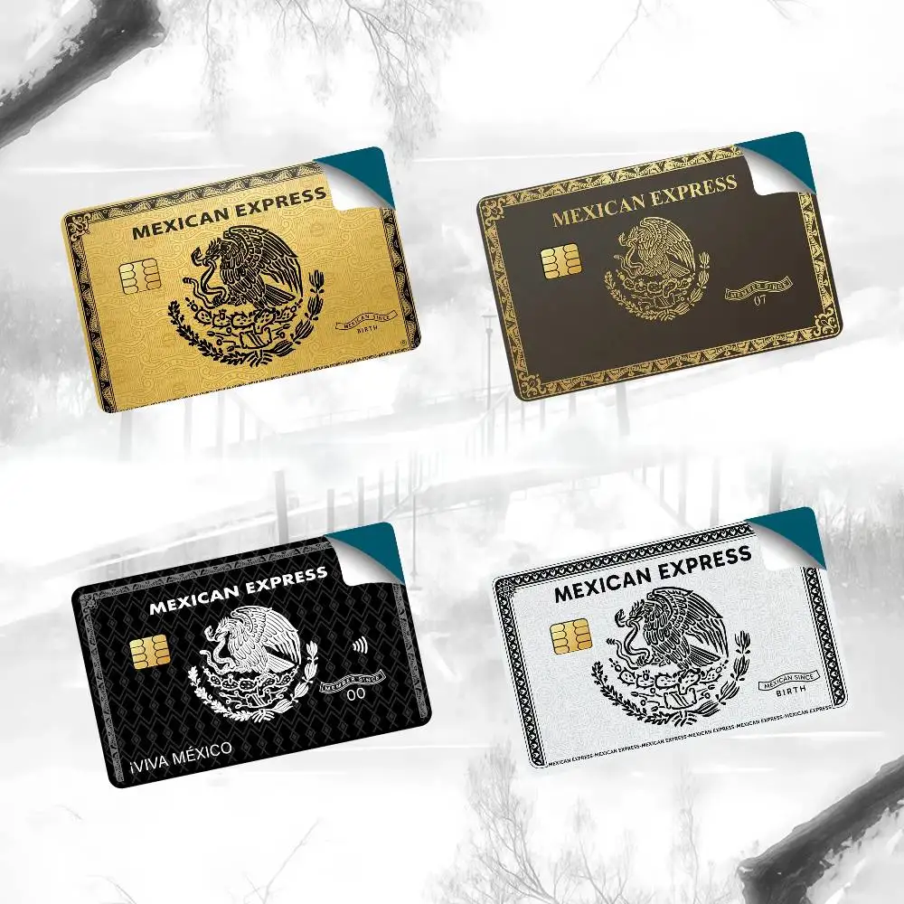 Mexican Express Bank Credit Cards Bus Pass Stickers Cool Decoration Waterproof 4PCS Card
