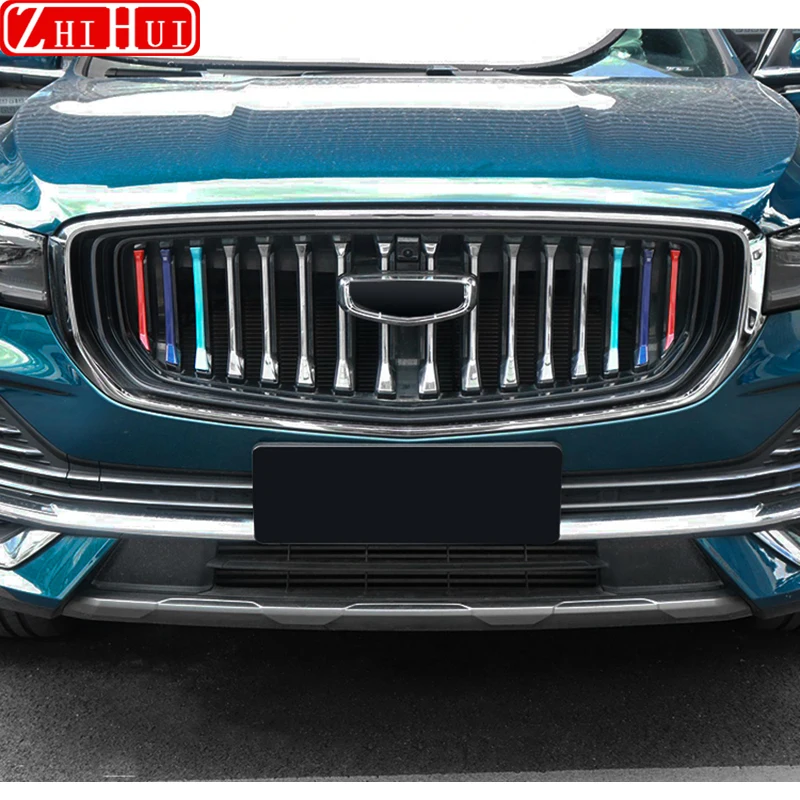 Frente do carro grade modificação nevoeiro lâmpada moldura guarnição, Tri-Color Strip, Auto Acessórios, Geely, Monjaro, KX11, 2022-2024