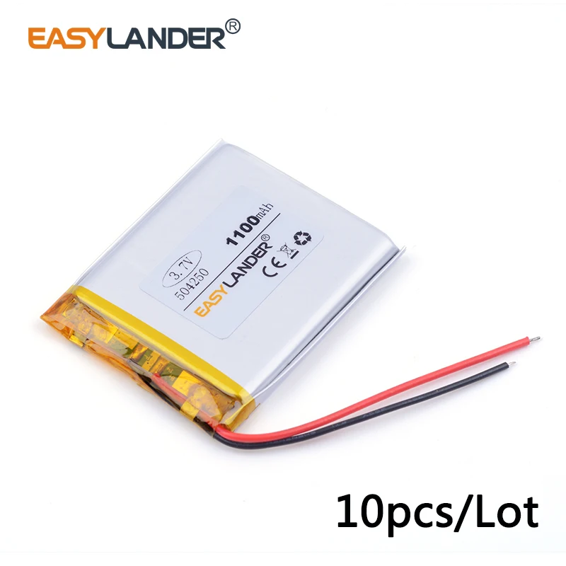 

10pcs /Lot 1500mAh 504250 3.7v lithium Li ion polymer rechargeable battery For GPS DVR toys mp3 MP4 MP5 Speaker E-book PDA Tools