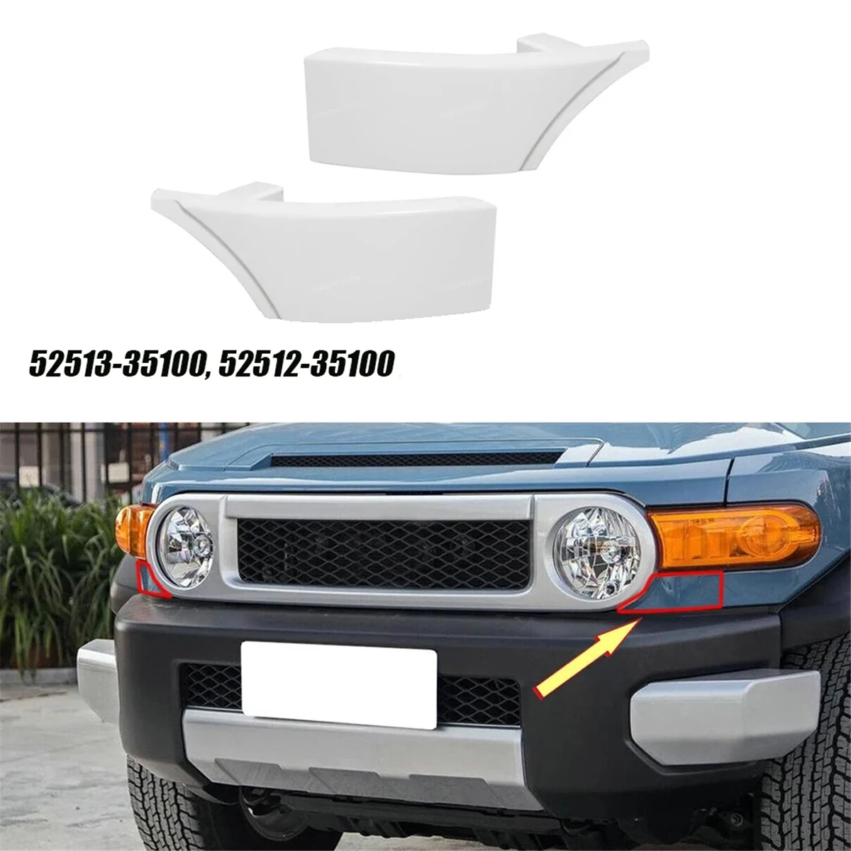 Наполнительная пластина правого переднего нижнего бампера 52513-35100-A0 для Toyota FJ Cruiser 2007-2014, крыло, угловая отделка крышки