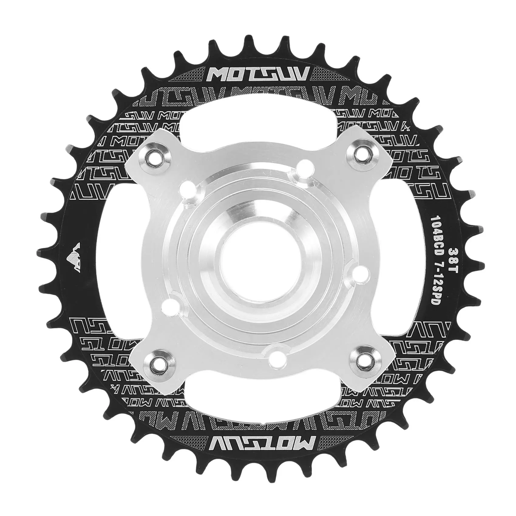 104BCD E-Bike Chainring+Adapter for Tongsheng TSDZ Mid Drive Motor E-Bike Aluminum Alloy Bicycle Crankset,Black 38T