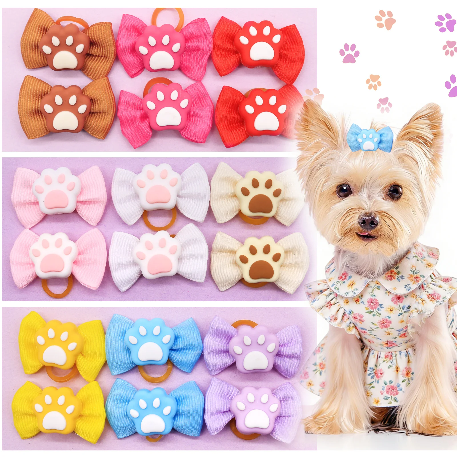 100 Laços de Cabelo para Cães em Atacado, Acessórios de Patas para Cães, Laços Fofos para Filhotes, Suprimentos para Cabelo de Animais de Estimação, Produtos de Higiene para Cães