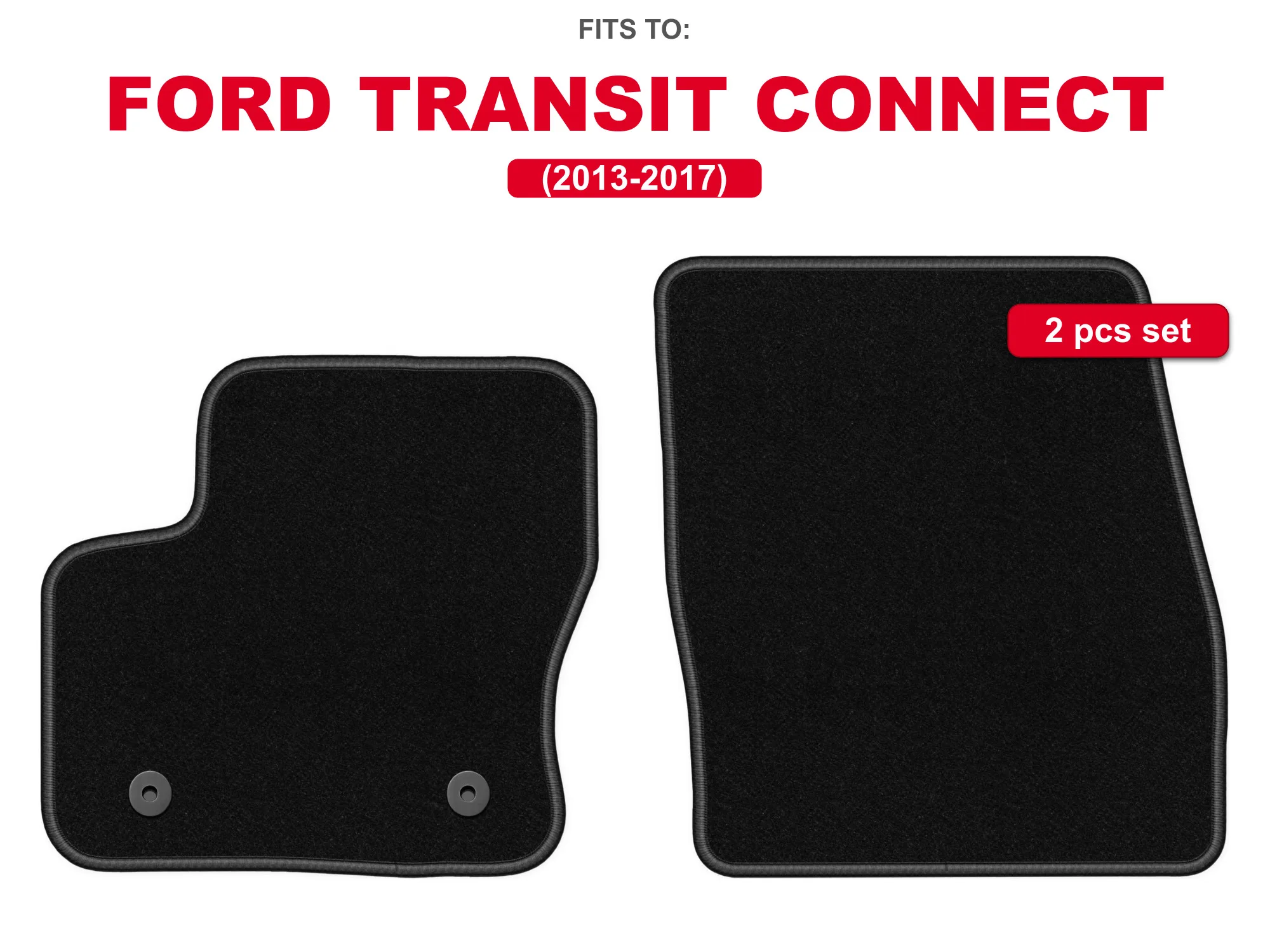 Auto velour matten voor: Ford Transit Connect 2013-2017, bijpassende automattenset