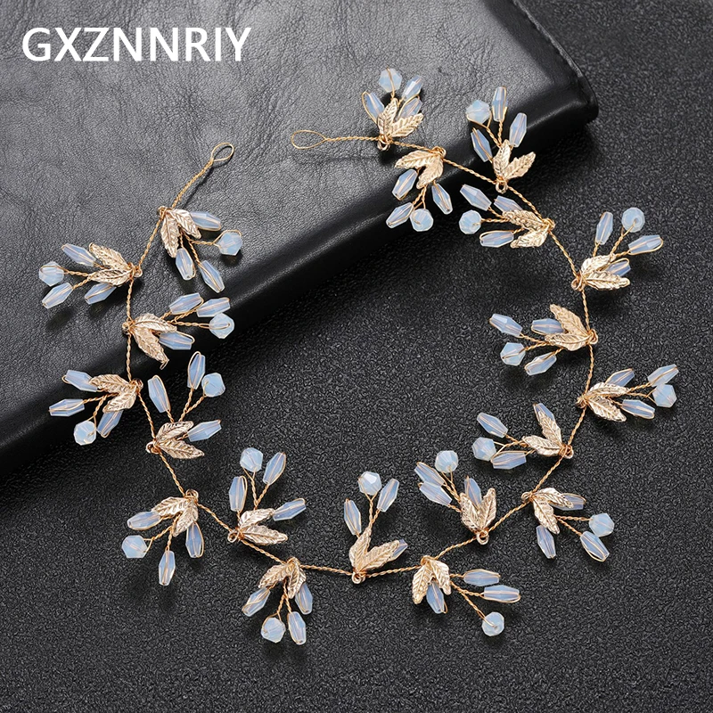 

Handmade Leaf Crystal Headbands for Women Bridal Wedding Hair Accessories Bride Hairbands Prom Headpiece Party Jewelry Gift