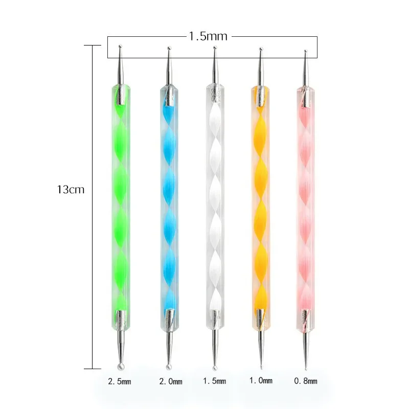 Stylo à pois avec poignée en biscuits pour Nail Art, kit d'outils de pinceau de peinture, acheter en vrac, payer un seul frais d'expédition, seulement 5 pièces/ensemble