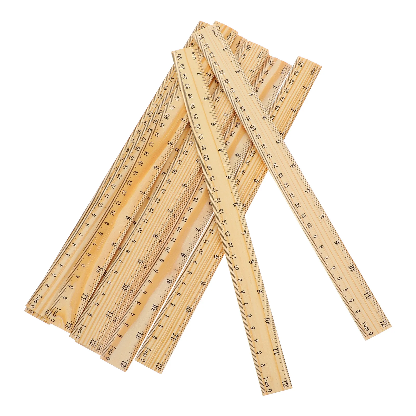 10Pcs Wooden Ruler Deformation Resistant Versatile Measuring Tool for Drawing Cutting Studying Wood Craft Rulers