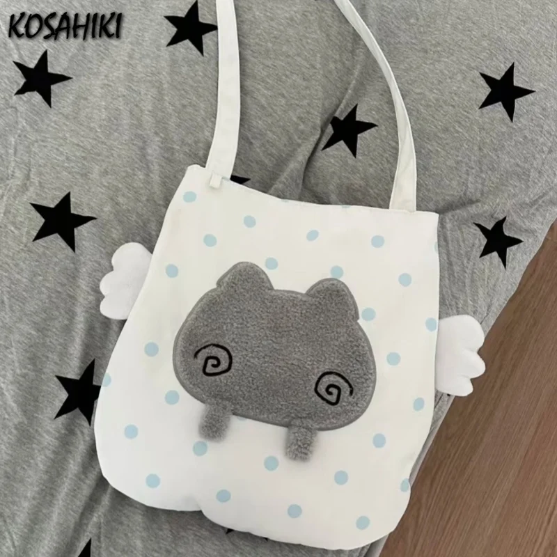 

Japanese Women Cartoon Wings Underarm Bag Sweet Kawaii Dots Y2k Aesthetic Ita Bags Transparent All Match Chic Shoulder Handbags