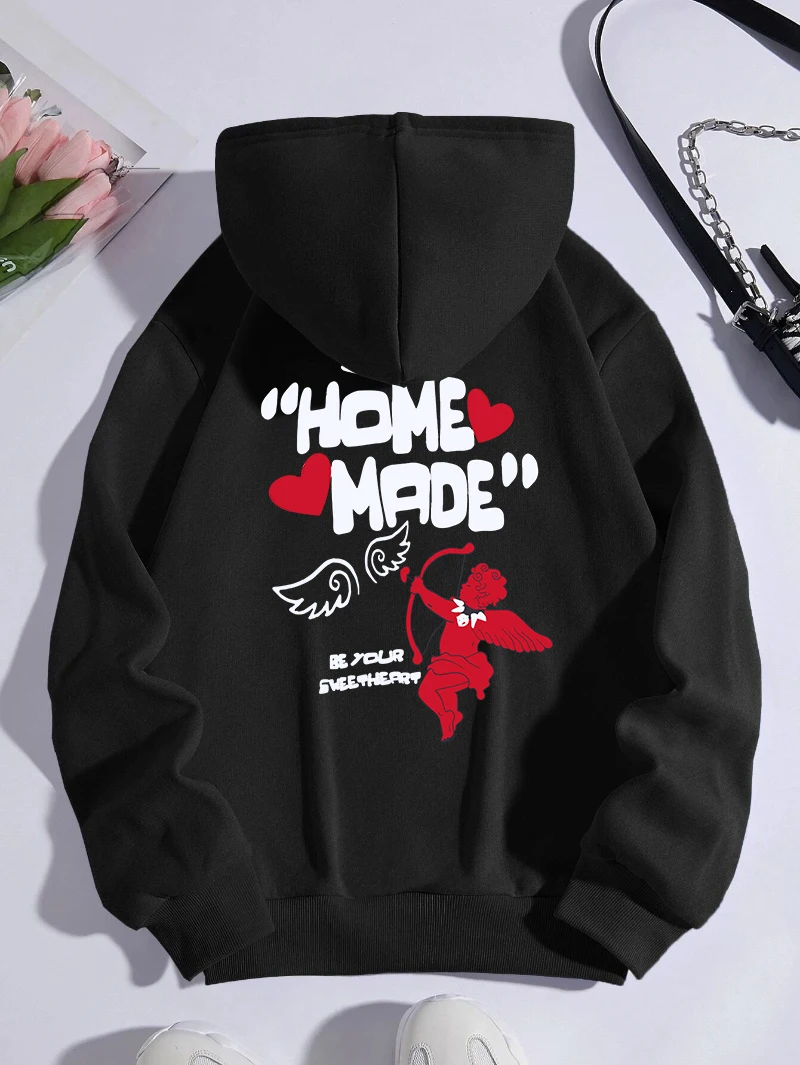 

Cupid Heart Hoodies Men Womens Letter Printing Pullovers Pocket Fleece Warm Breathable Sweatshirts Winter Casual Man Sportswear