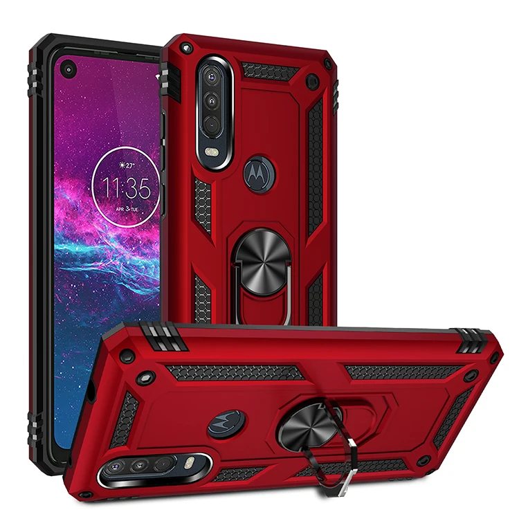 Armor Shockproof Case for Motorola Moto One Vision Rugged Military Drop Protective Magnet Car Holder Ring Case Cover