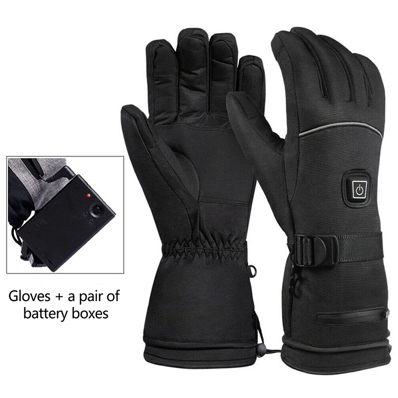 1 Set Touch Screen Motorcycle Heated Gloves Skiing Outdoor With Battery Case Non-slip Winter Warm Heated Waterproof Gloves