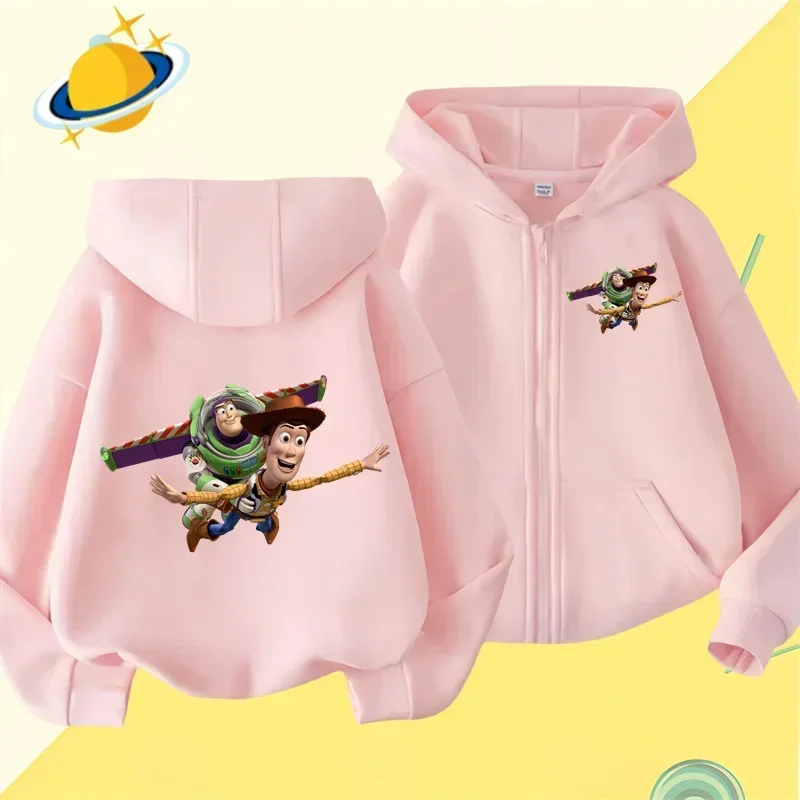 Toy Story Kids Zipper Hoodie Cartoon print Autumn Winter long-sleeved sweatshirt Casual top Boys girls Kawaii clothing