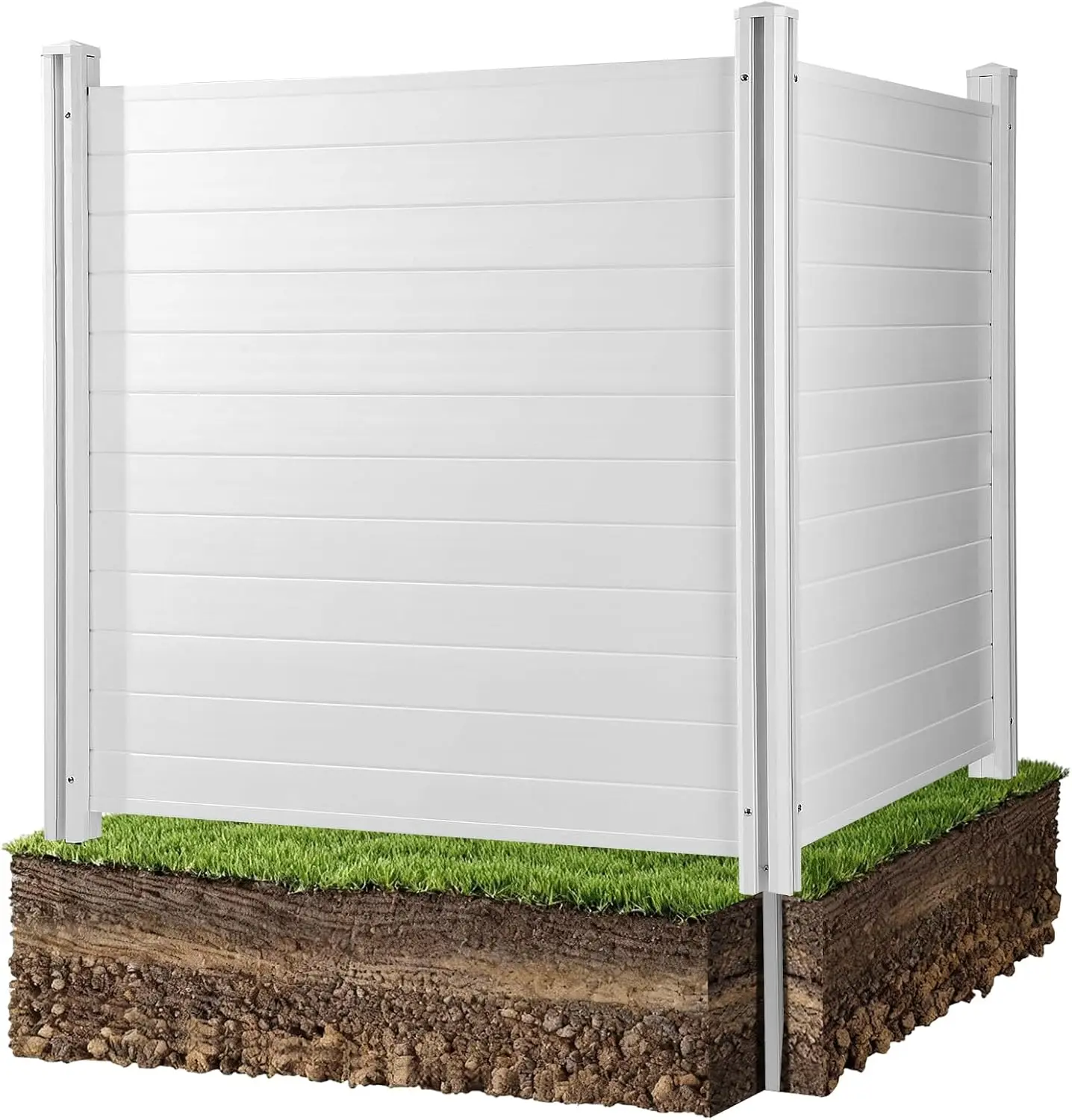 Telões de Privacidade Externos, Cerca para Ar Condicionado de 50" L x 50" A, Cobertura para Equipamentos de Piscina, Cerca de Privacidade Horizontal de Vinil, Perfeita para Cobrir Lixeiras e Unidades de Ar Condicionado (2 Painéis)