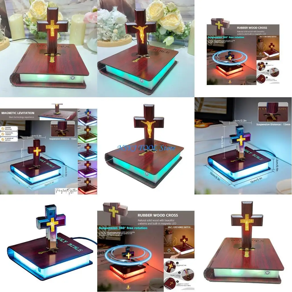 

L8RC Hovering Crucifixion Desk Light Whirling Plan LED Lighting Faith Encouraged Deck