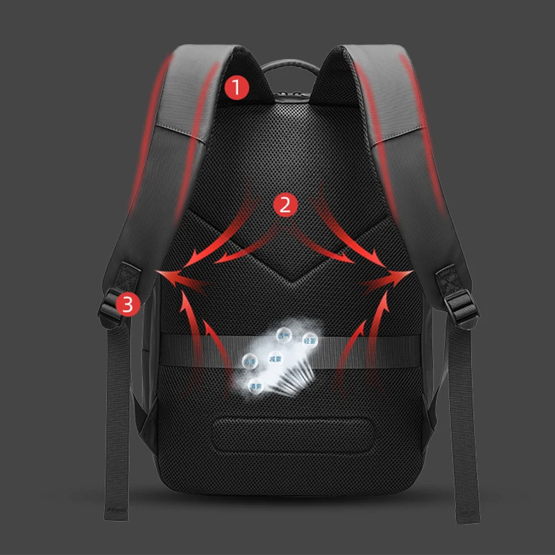 Men 18\'\'Large Capacity PVC&Polyester High Quality Waterproof Business Laptop Backpack Travel Bags Multi-functional Gift Backpack