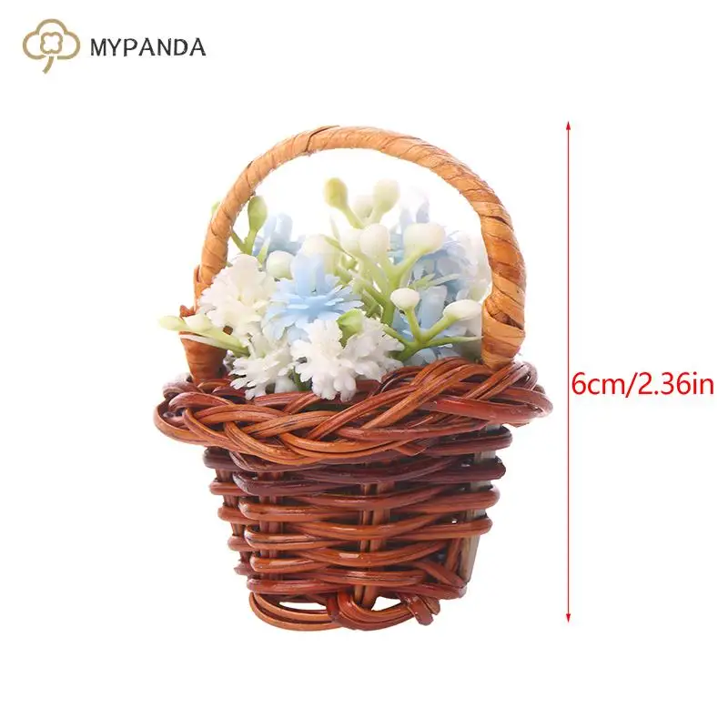 1Set 1:12 Dollhouse Miniature Woven Flower Basket Hand Basket Storage Basket Kids Pretend Play Toy Doll House Accessories