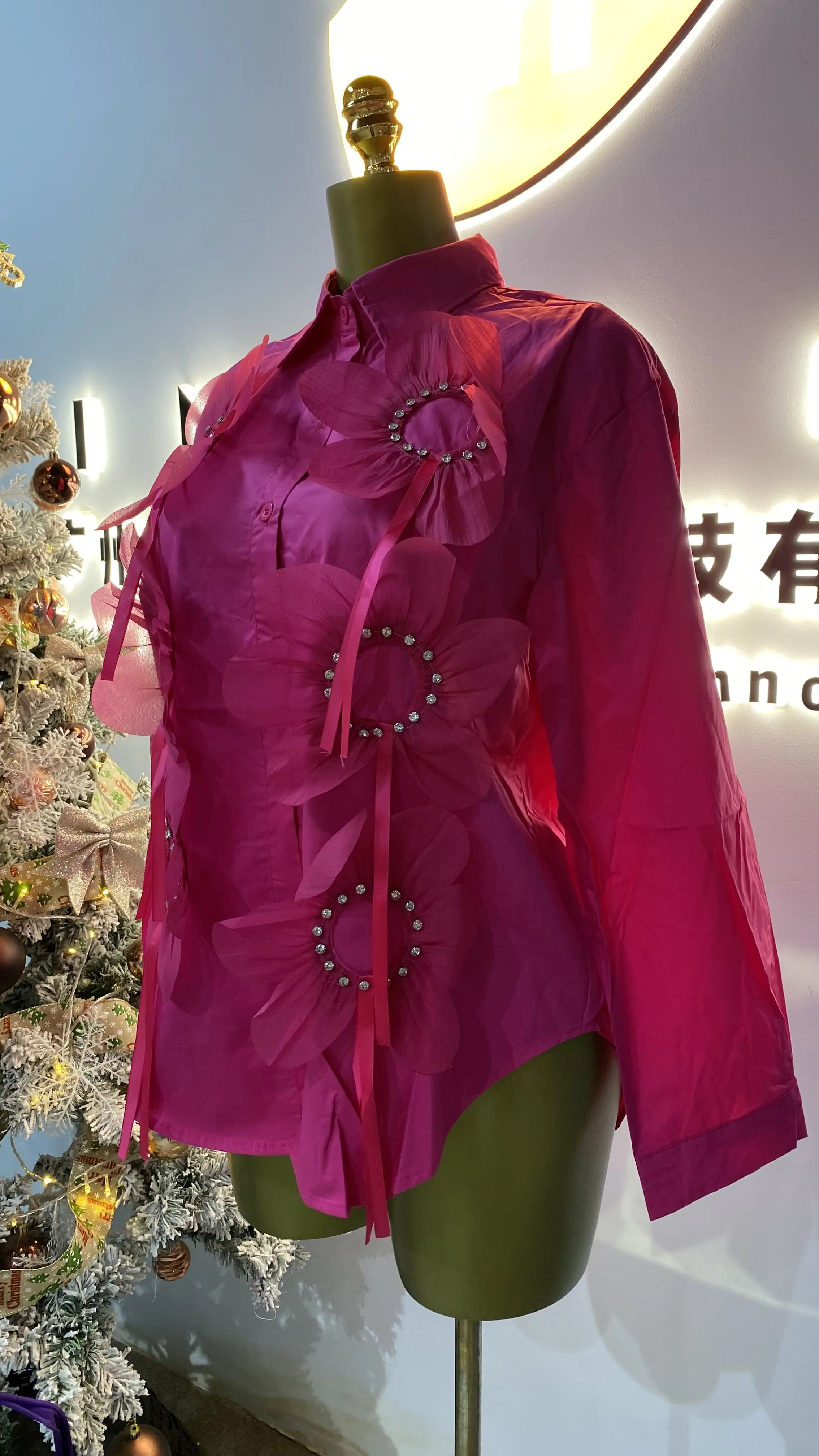 Otoño de manga completa blusas casuales mujeres linterna manga camisas florales señoras Casual Tops ropa mujeres al por mayor-GZMM393