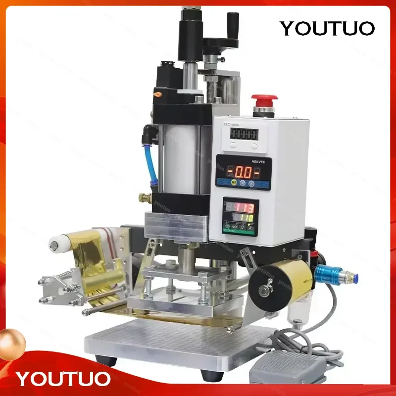Hot Printer Pneumatic Foil Stamping Pressing Embossing Machine for PVC Leather Wood Custom Logo Bronzing Hot Stamping Machine