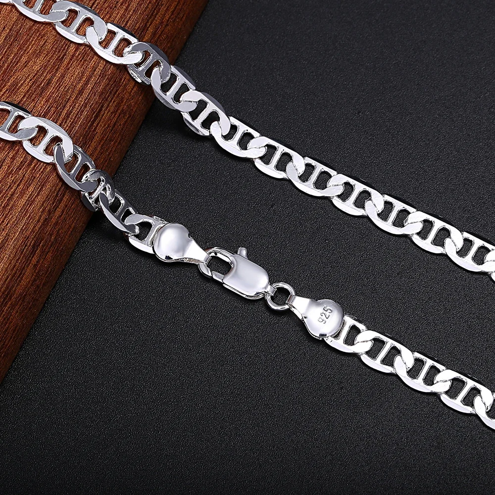 Edle 45-60 cm 925 Sterling Silber Solide 6 MM Halskette Edle Luxus Wunderschöne Charme Mode Männer Hochzeit party Frauen Schmuck