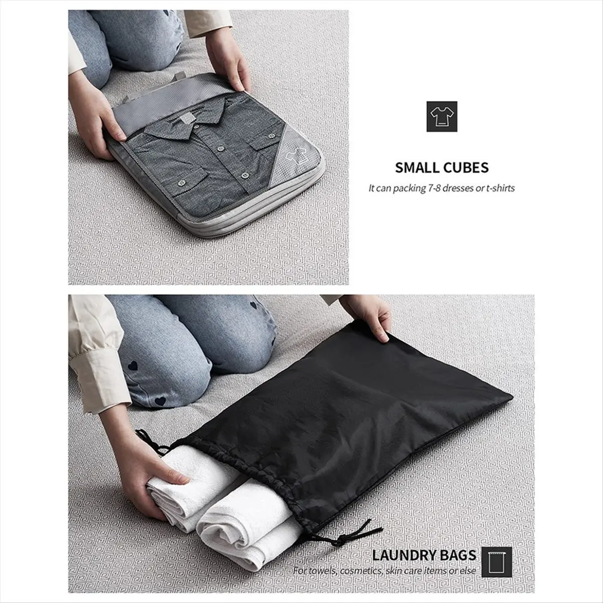 N14R Top 6PCS Compressed Packing Cubes Set, Portable Luggage Organizers, Ideal for Compressed Packing & Suitcase Organization