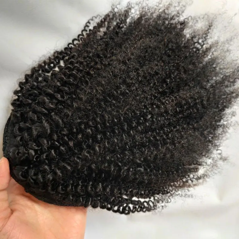 Queue de cheval afro bouclée crépue courte pour femmes noires, morceau de cheveux humains, extensions de cheveux de queue de cheval afro-américaine