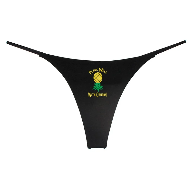 UPSIDE DOWN PINEAPPLE Womens Cotton Hot Underwear Double Layer Thin Strap Thong for Women Seamless Female Panties Gift for Her