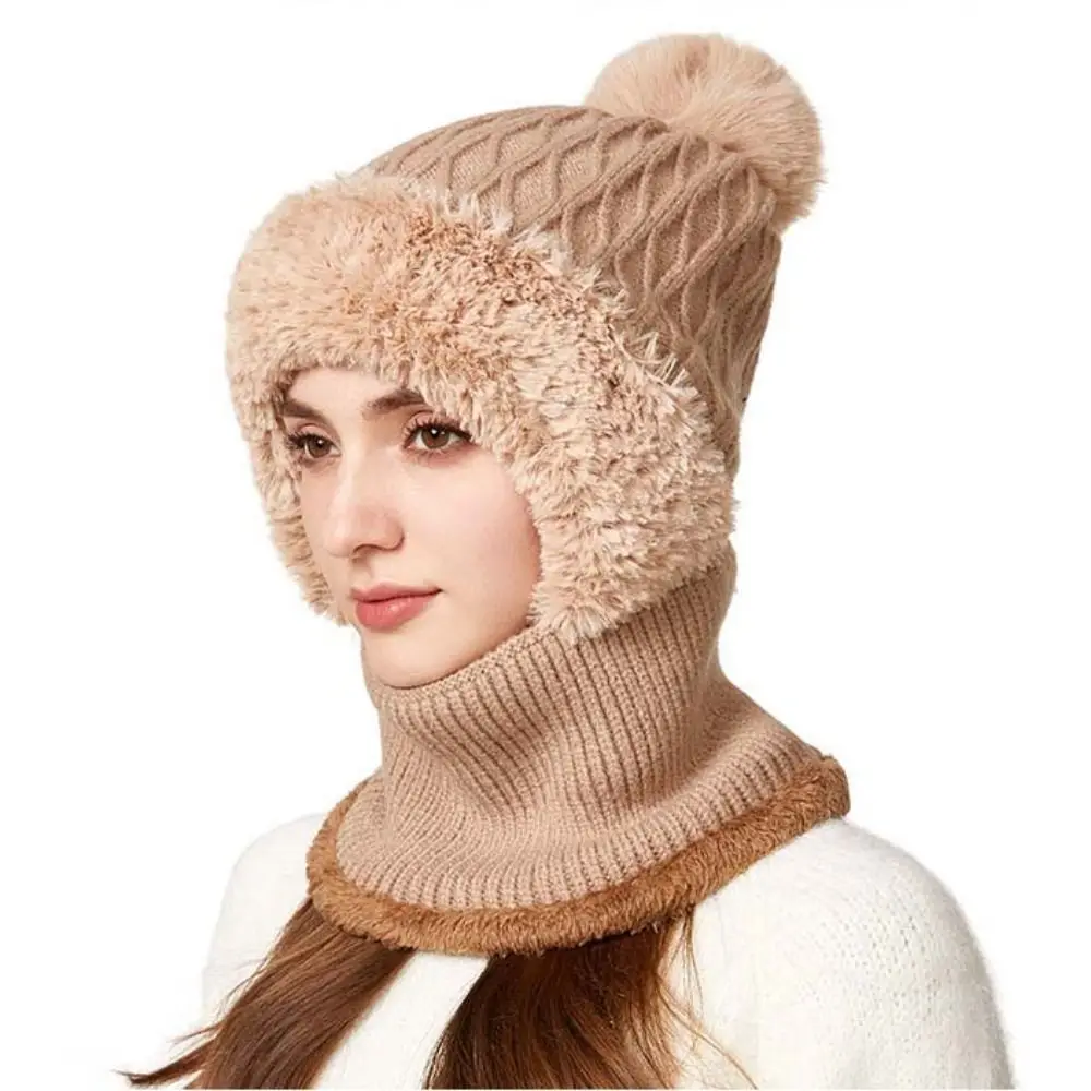 الأزياء أفخم الشتاء كاب قناع مجموعة بلون رشاقته الدافئة 2in1 وشاح قبعة سدادات حماية الأذن الرقبة حامي أقنعة ركوب الخيل