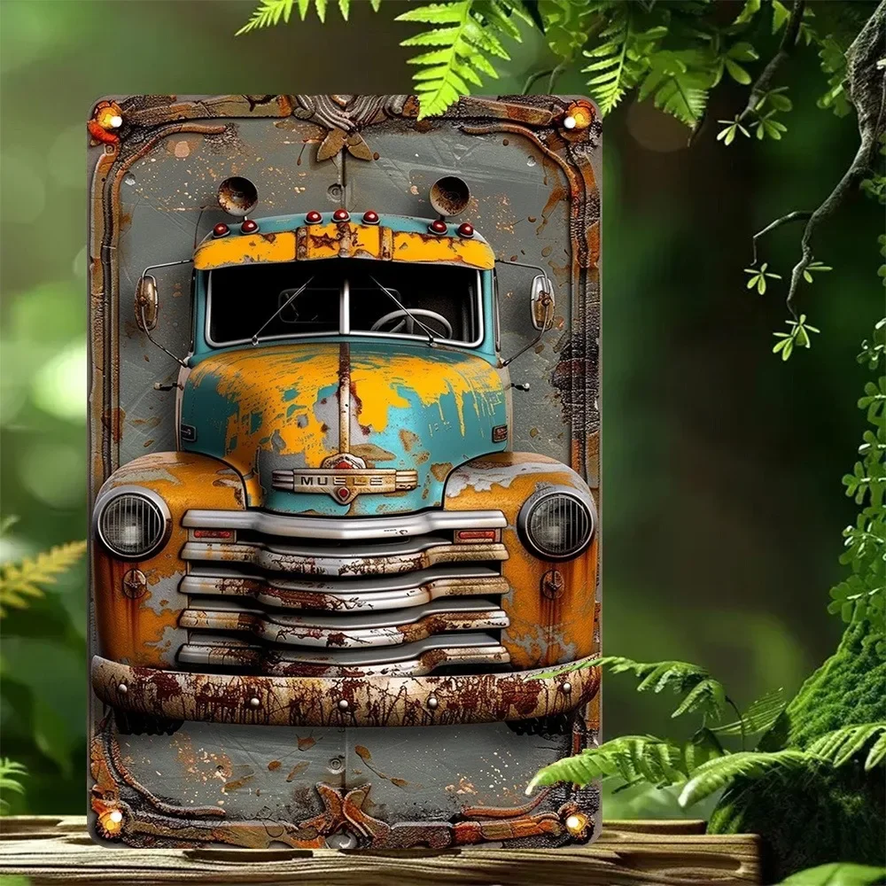 Tin Sign - Vintage Durable Metal Plaque Wall Decor, Home Office Bar Man Cave Rusty Old Classic Truck Retro Wall Art