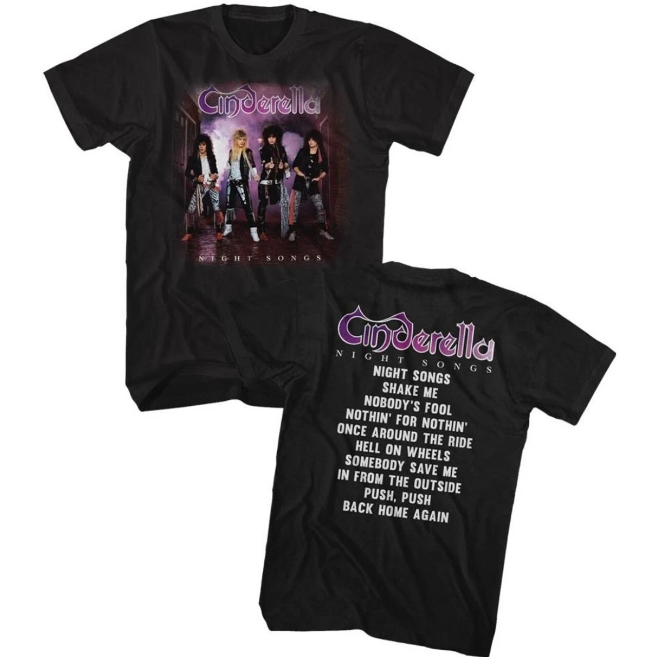 

2025 Cinderella Rock Band T-shirt - Night Songs Album Cover Artwork Printed Short Sleeve Cotton Round Neck T-shirt