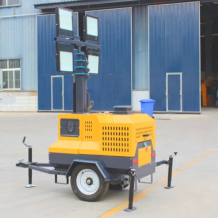 

Solar Powered LED Light Tower with Diesel Fuel Generator Mast for Mining & Construction Trailer Lighting
