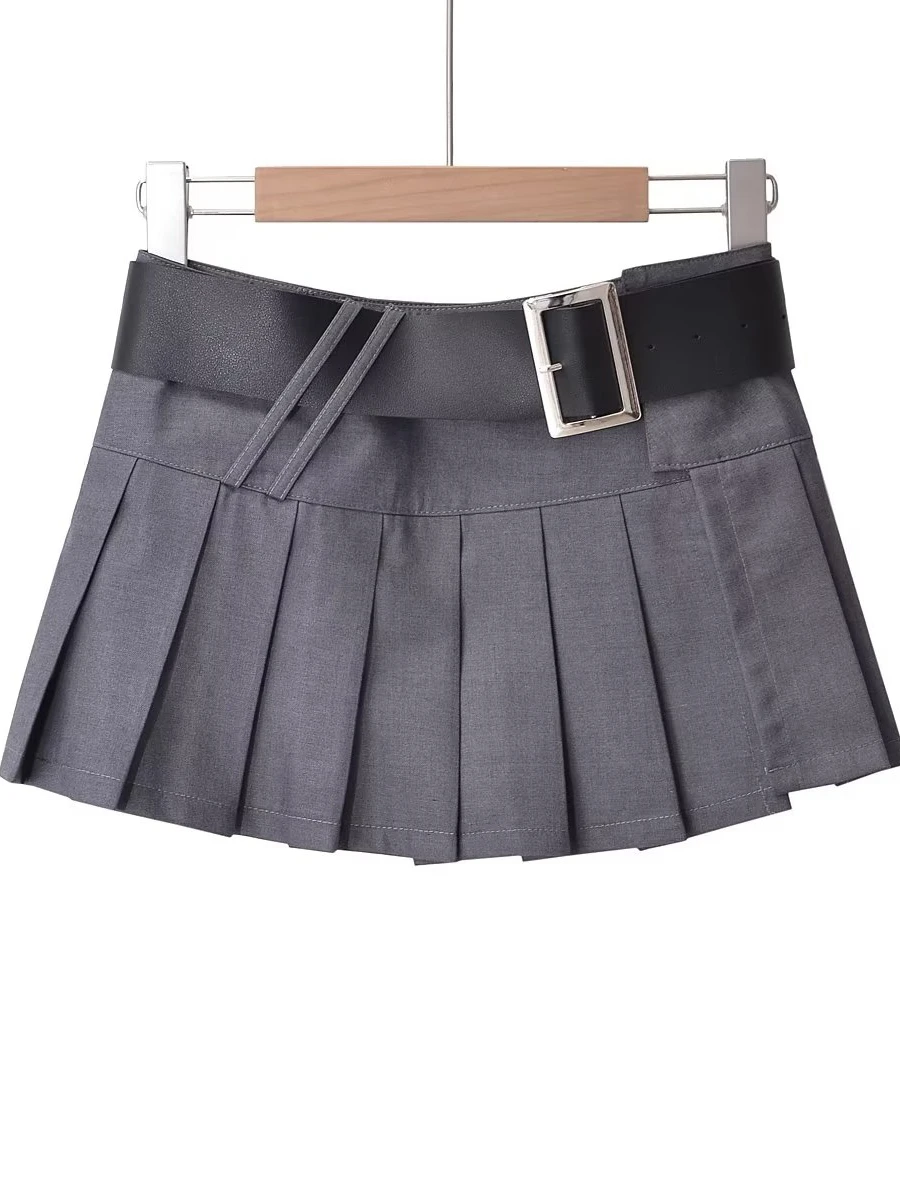 High Waist A-Line  Skirt Trendy Street Style Khaki Color Slimming Pleated Skirt No  Show Long Legs plus Size Women